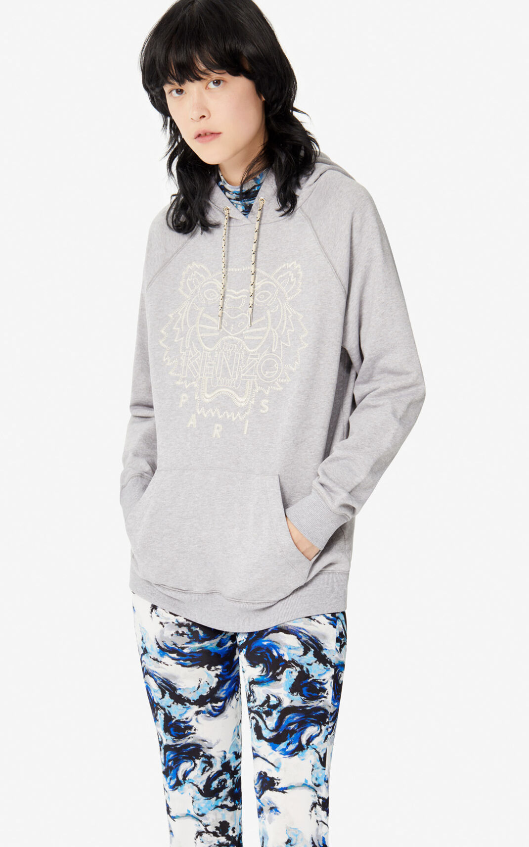 Kenzo Capsule Expedition Hoodie Grey For Womens 4379VTHUS